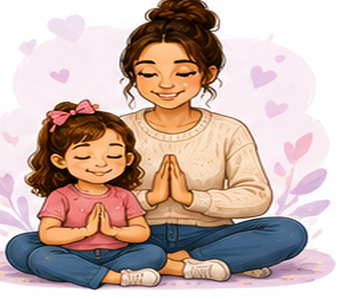 Calm babysitter and child illustration