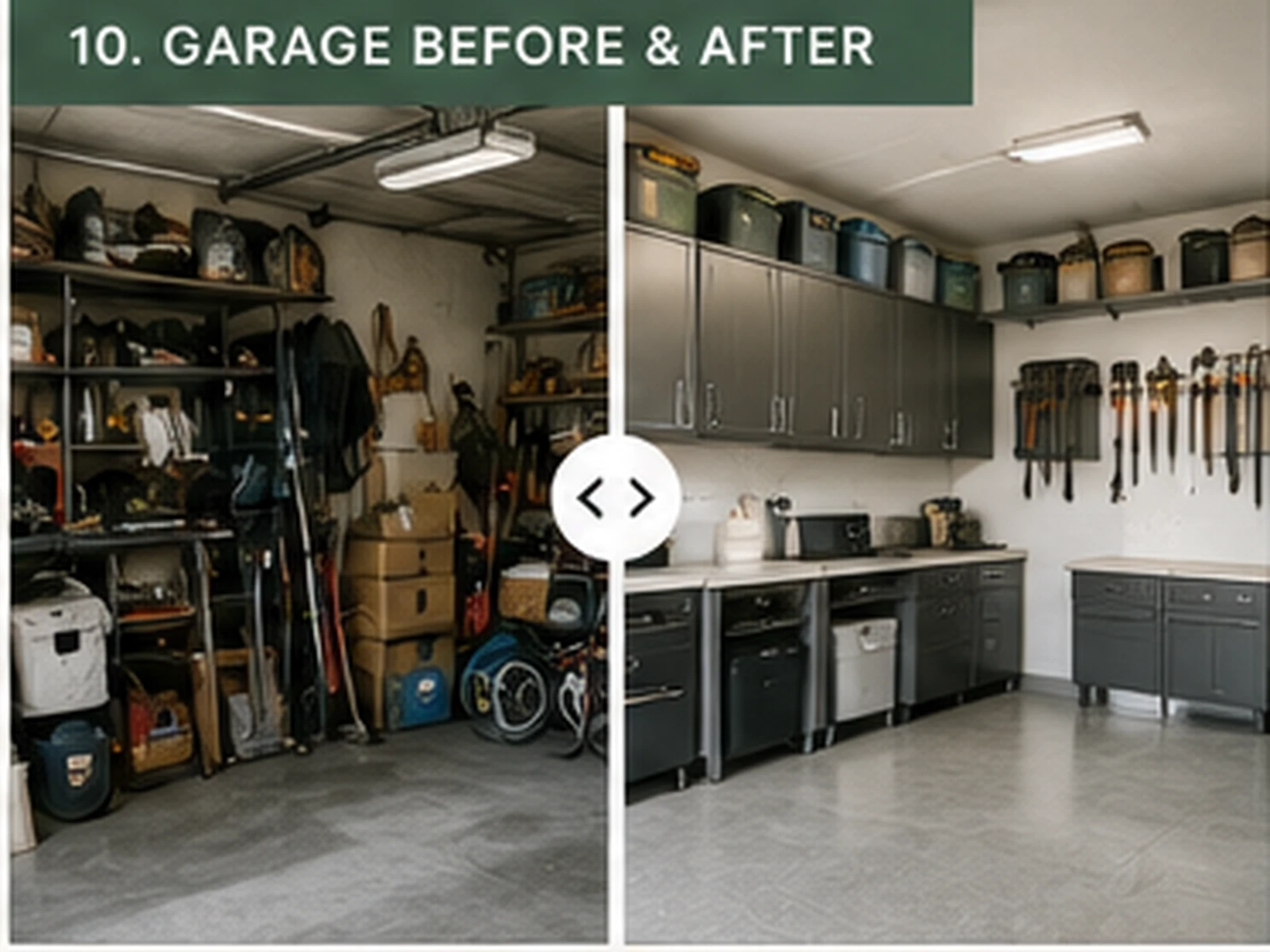 Before and after garage organization transformation