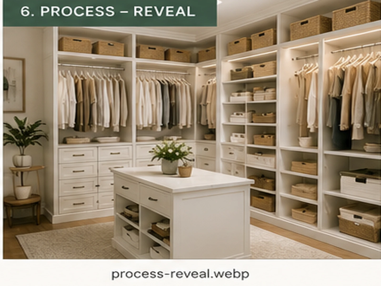Completed organized walk-in closet