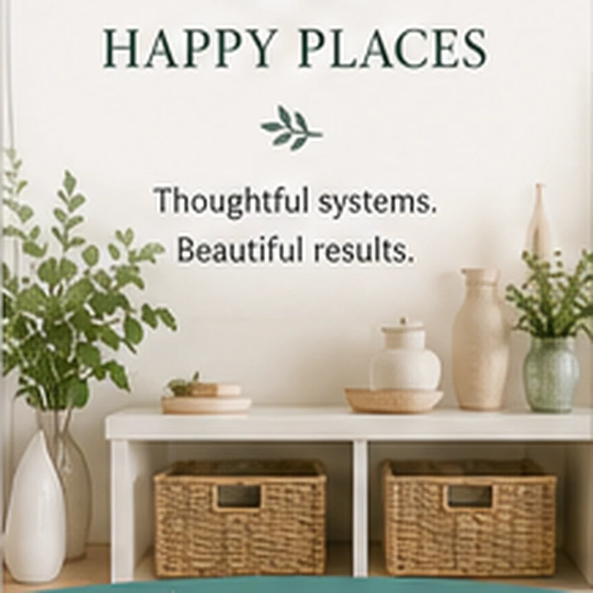 organized shelving with baskets and containers