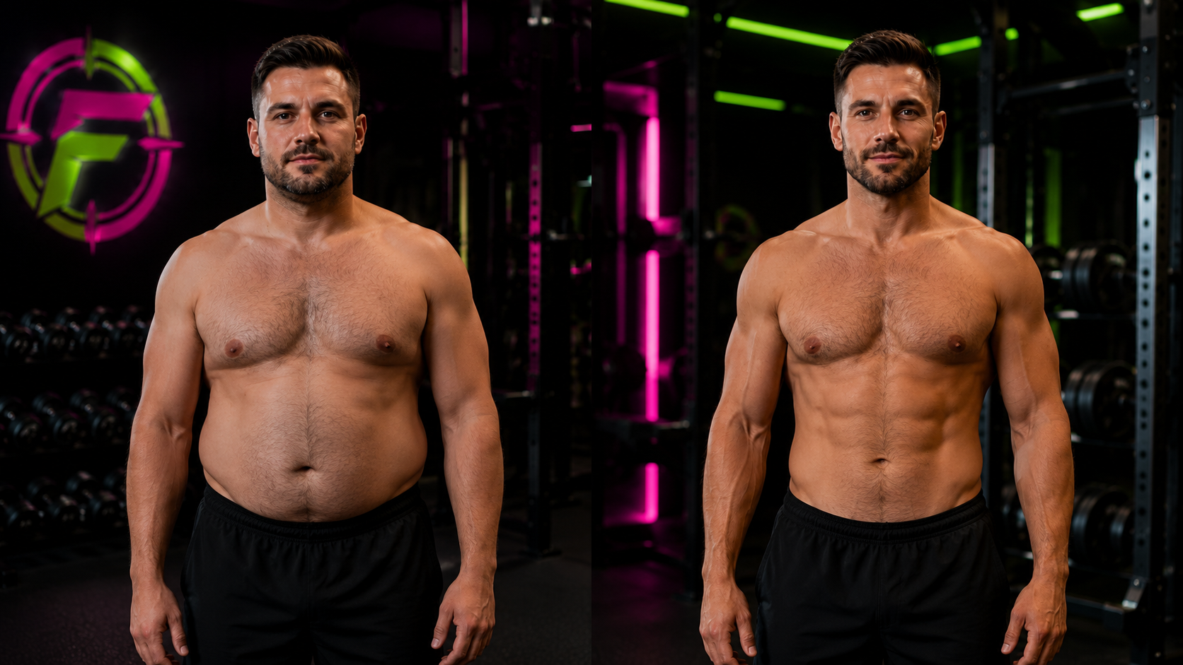 Fictional male fitness transformation