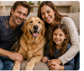 Happy pet owner with dog