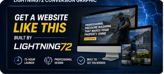 Lightning72 pressure washing website design example