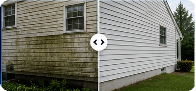 Pressure washing before and after comparison