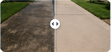 Driveway cleaning before and after comparison
