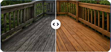Pressure washing before and after comparison