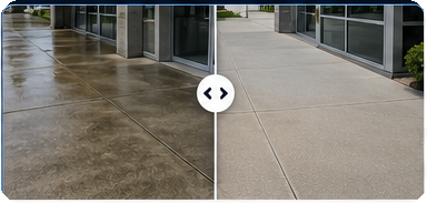 Pressure washing before and after comparison